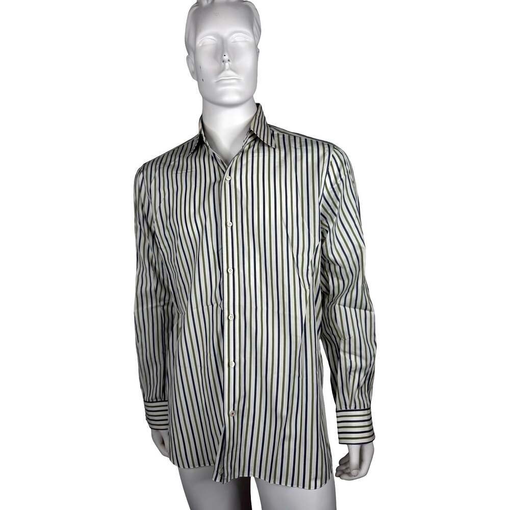 Isaia Napoli Men's Long Sleeve Striped Dress Shirt Sz. XL